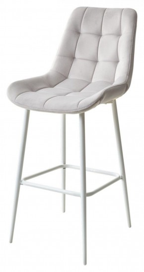 Барный стул ХОФМАН, цвет H-09 Светло-серый, велюр / белый каркас М-City в Перми - perm.mebel-74.com | фото