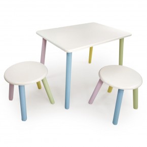 Детский комплект стол и два табурета круглых  (Белый, Белый, Цветной) в Перми - perm.mebel-74.com | фото