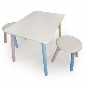 Детский комплект стол и два табурета круглых  (Белый, Белый, Цветной) в Перми - perm.mebel-74.com | фото