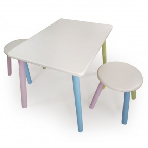 Детский комплект стол и два табурета круглых с накладкой Алфавит (Белый, Белый, Цветной) в Перми - perm.mebel-74.com | фото