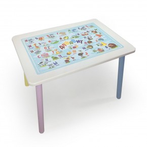 Детский стол с накладкой Алфавит (Белый/Цветной) в Перми - perm.mebel-74.com | фото