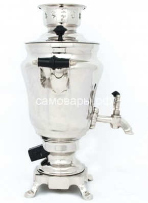 Электрический самовар из латуни никелированный на 1,5 литра форма "Тюльпан" с защитой от выкипания в Перми - perm.mebel-74.com | фото