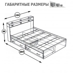 Камелия Кровать с ящиками 1600, цвет белый, ШхГхВ 163,5х217х78,2 см., сп.м. 1600х2000 мм., без матраса, основание есть в Перми - perm.mebel-74.com | фото