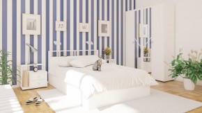 Камелия спальня № 1 Кровать 1400 + Две тумбы + Шкаф 4-х створчатый, цвет белый, сп.м. 1400х2000 мм., б/м, основание есть в Перми - perm.mebel-74.com | фото
