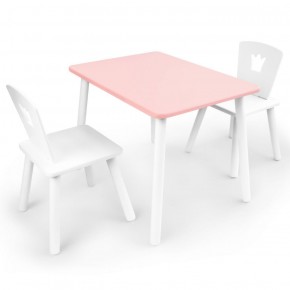 Комплект детской мебели стол и два стула Корона  (Розовый/Белый/Белый) в Перми - perm.mebel-74.com | фото