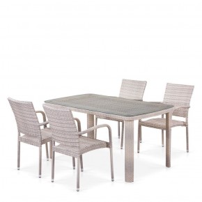 Комплект плетеной мебели T256C/Y376C-W85 Latte (4+1) + подушки на стульях в Перми - perm.mebel-74.com | фото