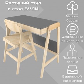Комплект растущий стол и стул 38 попугаев «Вуди» (Серый, Без покрытия) в Перми - perm.mebel-74.com | фото