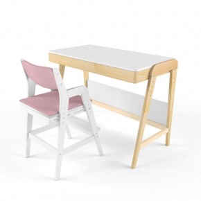 Комплект растущий стол и стул с чехлом 38 попугаев «Вуди» (Белый, Белый, Розовый) в Перми - perm.mebel-74.com | фото