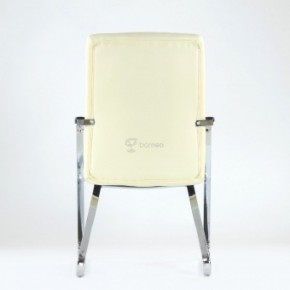 Кресло Barneo K-25 для посетителей и переговорных (хром, бежевая экокожа) в Перми - perm.mebel-74.com | фото