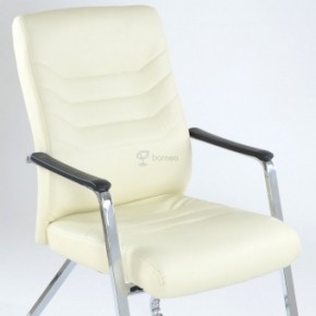 Кресло Barneo K-25 для посетителей и переговорных (хром, бежевая экокожа) в Перми - perm.mebel-74.com | фото