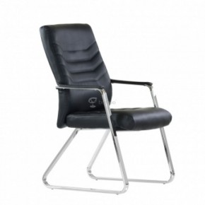 Кресло Barneo K-25 для посетителей и переговорных (хром, черная экокожа) в Перми - perm.mebel-74.com | фото