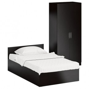 Кровать 1200 + Шкаф 2-х створчатый Стандарт, цвет венге, ШхГхВ 123,5х203,5х70 + 90х52х200 см., сп.м. 1200х2000 мм., без матраса, основание есть в Перми - perm.mebel-74.com | фото