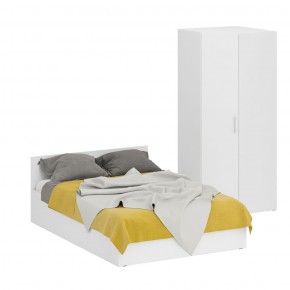Кровать 1400 + Шкаф угловой Стандарт, цвет белый, ШхГхВ 143,5х203,5х70 + 81,2х81,2х200см., сп.м. 1400х2000 мм., без матраса, основание есть в Перми - perm.mebel-74.com | фото