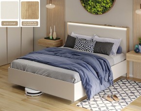 Кровать (Бело-серый U775 ST9/Дуб Небраска натуральный) 1600 в Перми - perm.mebel-74.com | фото
