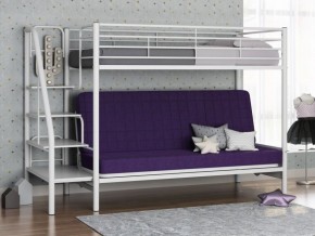 Кровать двухъярусная с диваном "Мадлен-3" (Белый/Фиолетовы) в Перми - perm.mebel-74.com | фото