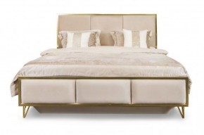 Кровать Lara 1600 с мягким изголовьем + основание (бежевый глянец) в Перми - perm.mebel-74.com | фото