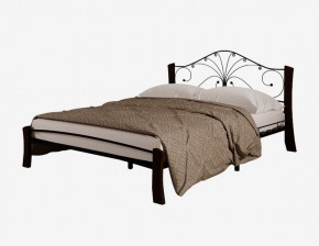 Кровать "Фортуна 4 ЛАЙТ" Черная (1600*2000) (ножки-шоколад) с коваными элементами в Перми - perm.mebel-74.com | фото