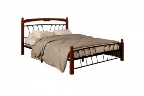 Кровать "Муза 1" КМД10 Черная (1600*2000) (ножки-махагон) с коваными изделиями в Перми - perm.mebel-74.com | фото