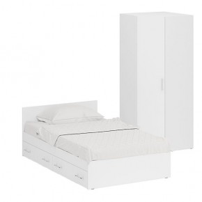 Кровать с ящиками 1200 + Шкаф угловой Стандарт, цвет белый, ШхГхВ 123,5х203,5х70 + 81,2х81,2х200 см., сп.м. 1200х2000 мм., без матраса, основание есть в Перми - perm.mebel-74.com | фото
