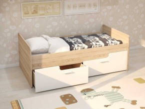 Кровать Умка К-001 + ящики (Дуб Сонома/Белый глянец) в Перми - perm.mebel-74.com | фото