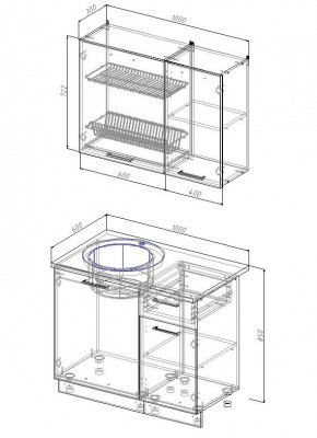 Кухонный гарнитур Гарда 1000 (Стол. 26мм) в Перми - perm.mebel-74.com | фото