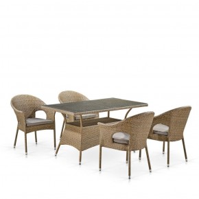 Обеденный комплект плетеной мебели T198B/Y79B-W56 Light Brown (4+1) в Перми - perm.mebel-74.com | фото