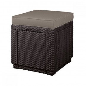 Пуфик Куб с подушкой (Cube with cushion) коричневый - серо-бежевый* в Перми - perm.mebel-74.com | фото