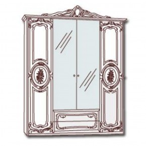 Шкаф 4-х дверный с зеркалами (01.144) Роза (могано) в Перми - perm.mebel-74.com | фото
