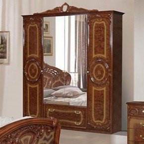 Шкаф 4-х дверный с зеркалами (01.144) Роза (орех) в Перми - perm.mebel-74.com | фото