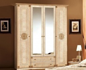 Шкаф 4-х дверный с зеркалами (02.144) Рома (беж) в Перми - perm.mebel-74.com | фото