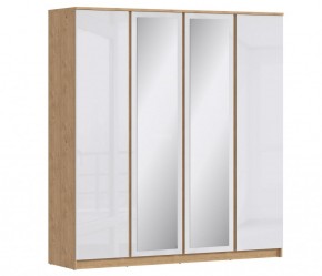 Шкаф 4х дверный с зеркалами Веста СБ-3082 (Дуб Бунратти/Белый глянец) в Перми - perm.mebel-74.com | фото