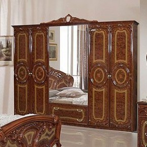 Шкаф 6-и дверный с зеркалами (01.146) Роза (орех) в Перми - perm.mebel-74.com | фото