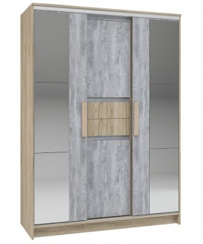 Шкаф-купе Эдем 1.5 (Дуб Крафт серый/Бетонный камень) двери ЛДСП вставка зеркало в Перми - perm.mebel-74.com | фото