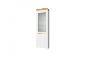 Шкаф с витриной  1V1D, TAURUS, цвет белый/дуб вотан в Перми - perm.mebel-74.com | фото