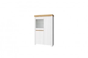 Шкаф с витриной 1V2D, TAURUS, цвет белый/дуб вотан в Перми - perm.mebel-74.com | фото
