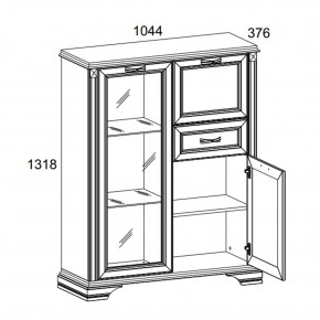 Шкаф с витриной 1V2D1S, MONAKO, цвет Сосна винтаж/дуб анкона в Перми - perm.mebel-74.com | фото