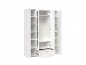 Шкаф СИРИУС четырёхдверный белый с одним выдвижным ящиком и двумя зеркалами в Перми - perm.mebel-74.com | фото