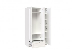 Шкаф СИРИУС трёхдверный белый с одним выдвижным ящиком и зеркалом в Перми - perm.mebel-74.com | фото