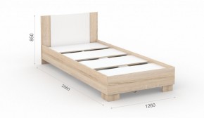 Спальня Аврора Кровать 120 со встроенным основанием под матрас Дуб сонома/Белый в Перми - perm.mebel-74.com | фото