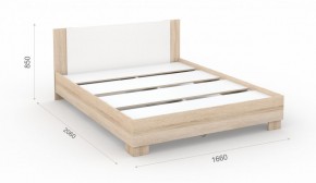 Спальня Аврора Кровать 160 со встроенным основанием под матрас Дуб сонома/Белый в Перми - perm.mebel-74.com | фото
