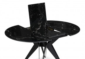 Стол стеклянный Рикла 110(150)х110х76 черный мрамор / черный в Перми - perm.mebel-74.com | фото